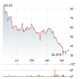 BRUKER Aktie Chart 1 Jahr
